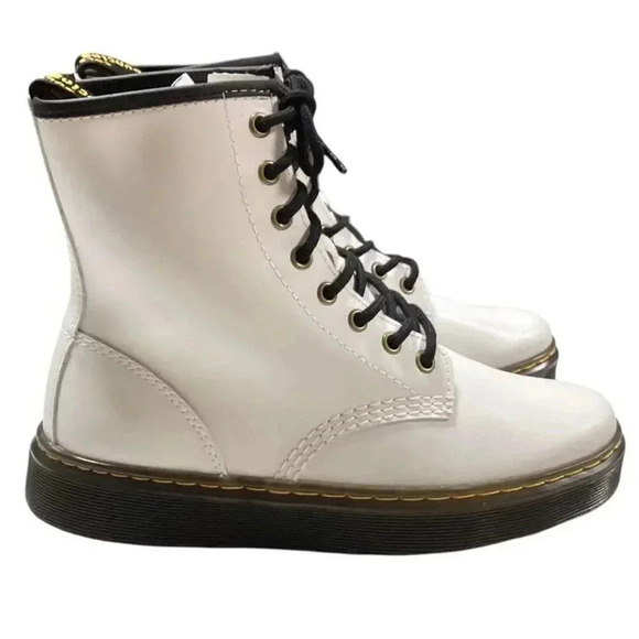 Dr Martens Boots Womens 8 38.5 White Zavala Lace Up Smooth Leather Combat NEW - Picture 3 of 9
